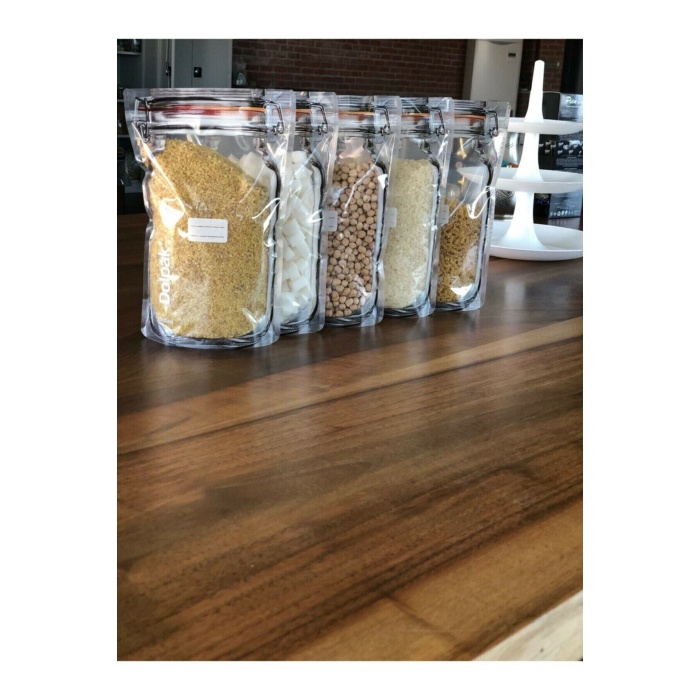 Kavanoz Görünümlü Kilitli Saklama Poşeti Çıtçıtlı ve Pratik Torba 5 Adet - Lisinya