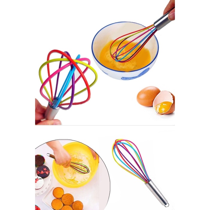 Silikon Çırpıcı Metal Saplı Renkli Çırpma Teli - Lisinya