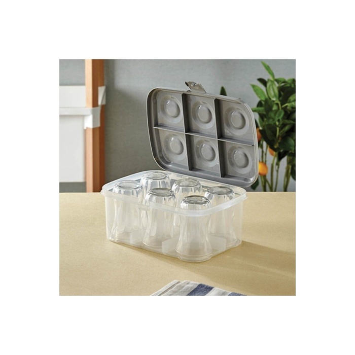 Bardak Taşıma Kutusu Şeffaf - 6 Bardak Kapasiteli Piknik Kutusu - Lisinya