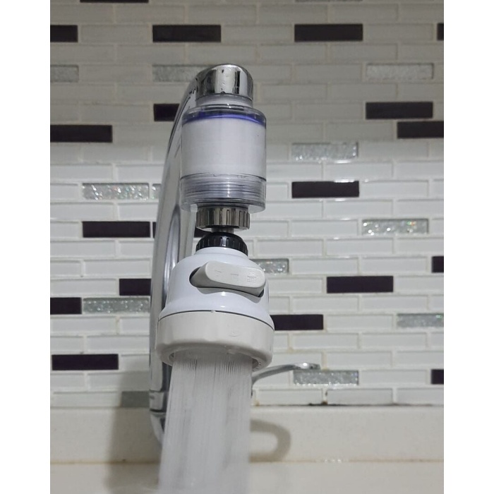 Filtreli Kireç Önleyici 360 Derece Dönen Hareketli Musluk Başlığı - 3 Fonksiyonlu - Krem - Lisinya