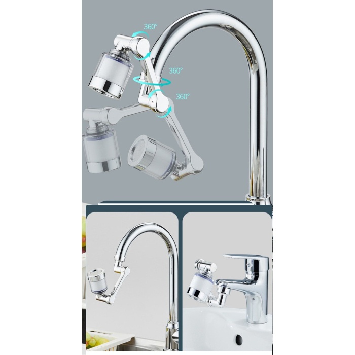 Filtreli Kireç Hapsedici Robotik Kol Musluk Başlığı - Mutfak Banyo Musluk Uzatma Aparatı Ucu - Lisinya