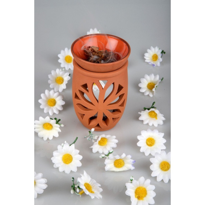 Lotus Çiçeği  El Yapımı Çömlek Buhurdanlık Tütsülük - Lisinya