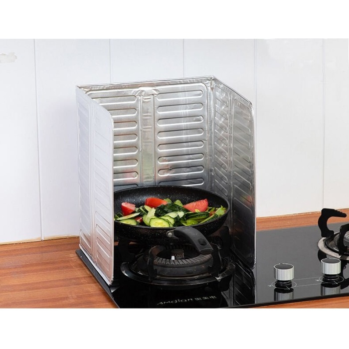 Ocak Yağ Sıçrama Koruyucu Katlanır Alüminyum Levha -Kolay Silinir Piknik Tüpü Rüzgar Önleyici Panel - Lisinya