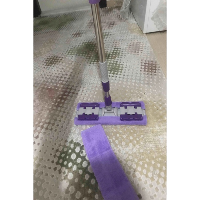 Teleskobik Cam Yer Tavan Silme - İstediğin Bezi Tak Kullan - 4 Mandallı -Yedek Bezli Mop Seti - Lisinya