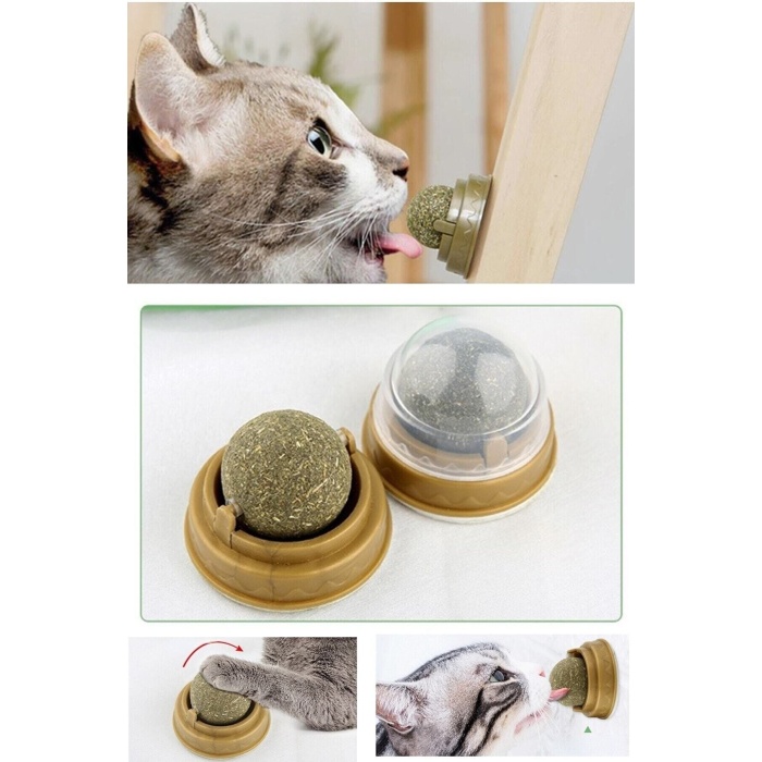 Duvara Yapışan Dönen Kedi Nanesi Cat Oyun Topu Doğal Kedi Oyuncağı - Lisinya