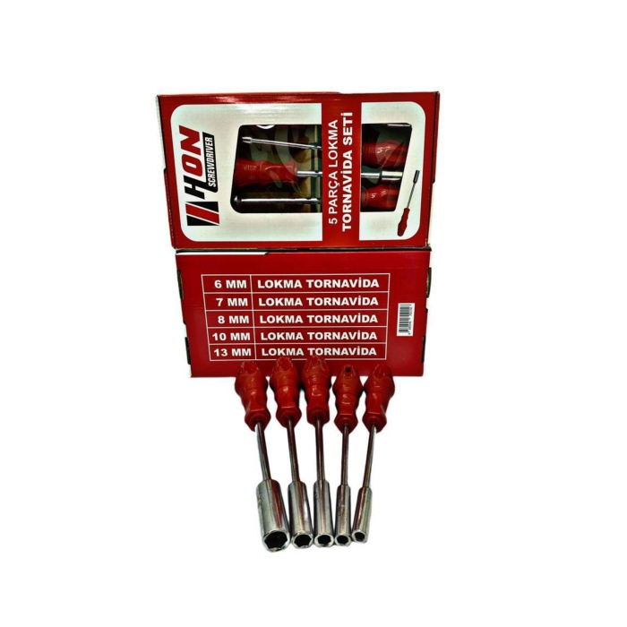 5 Adet Lokma Anahtar Tornavida 6/7/8/10/13/mm Metal Altıgen - Lisinya