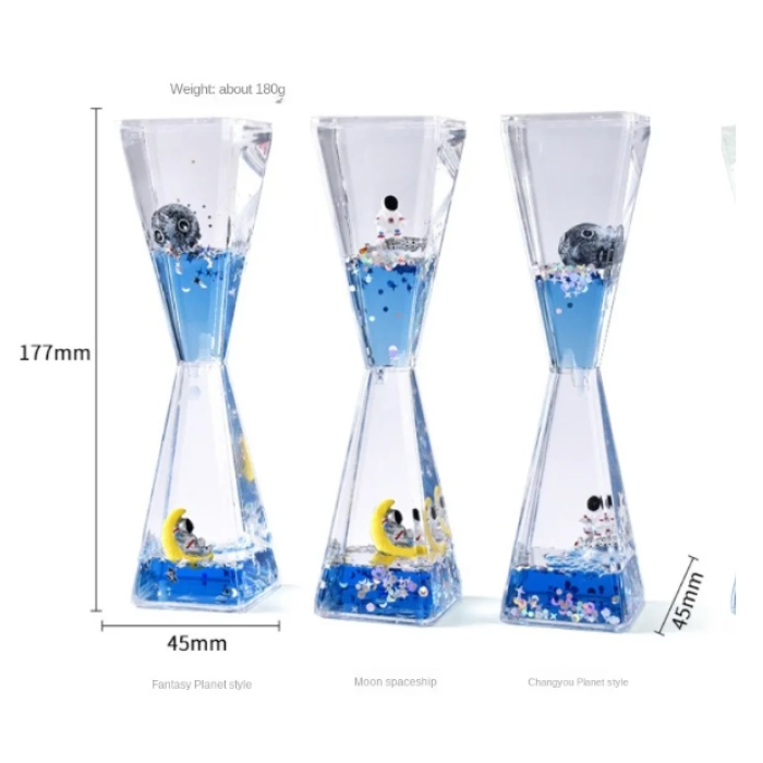 Uzay Temalı Dökülen Yağ Kum Saati - Lisinya