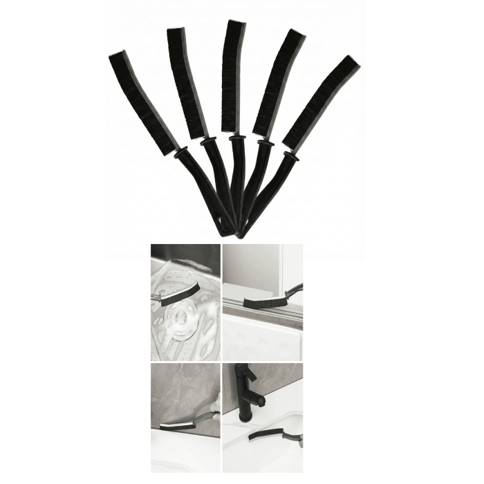 5 Adet İnce Kıl Fırça Banyo Mutfak Pencere Oluk Klozet Kenarı Kavisli Detay Temizleme Fırçası - Lisinya