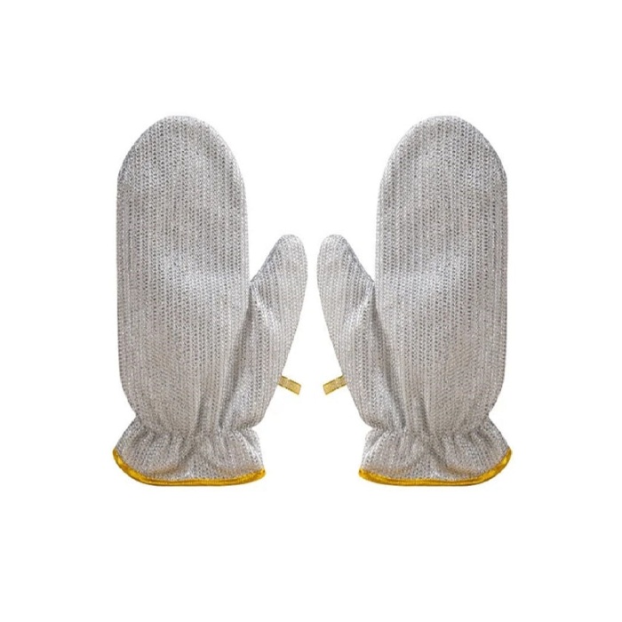 2li Telli Bulaşık Eldiveni Su Geçirmez Kir Sökücü Tava Tencere Ovma Mutfak Banyo Temizlik Eldiveni - Lisinya