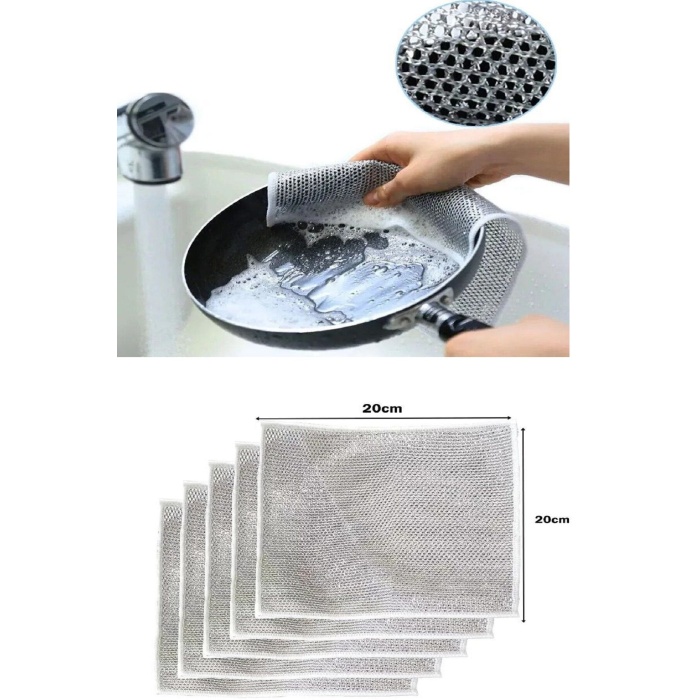 3 Adet Çok Fonksiyonlu Çizmeyen Tel Bulaşık Bezi Bulaşık Havlusu Bulaşık Temizlik Ovma Bezi - Lisinya