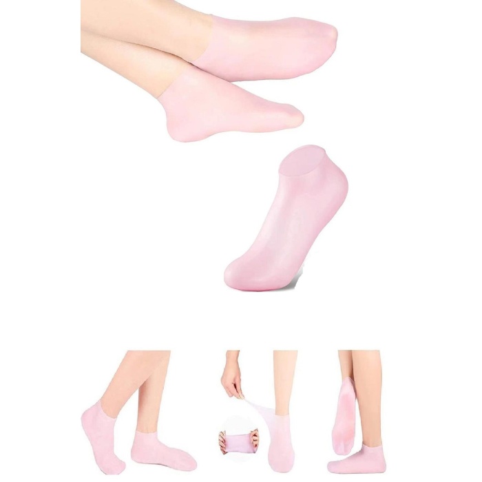 1 çift silikon jel topuk nemlendirici çorap ayak bakımı çatlama koruyucu krem çorabı - Lisinya