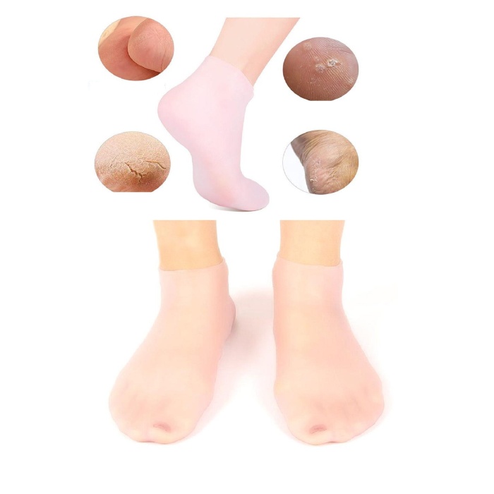 1 çift silikon jel topuk nemlendirici çorap ayak bakımı çatlama koruyucu krem çorabı - Lisinya