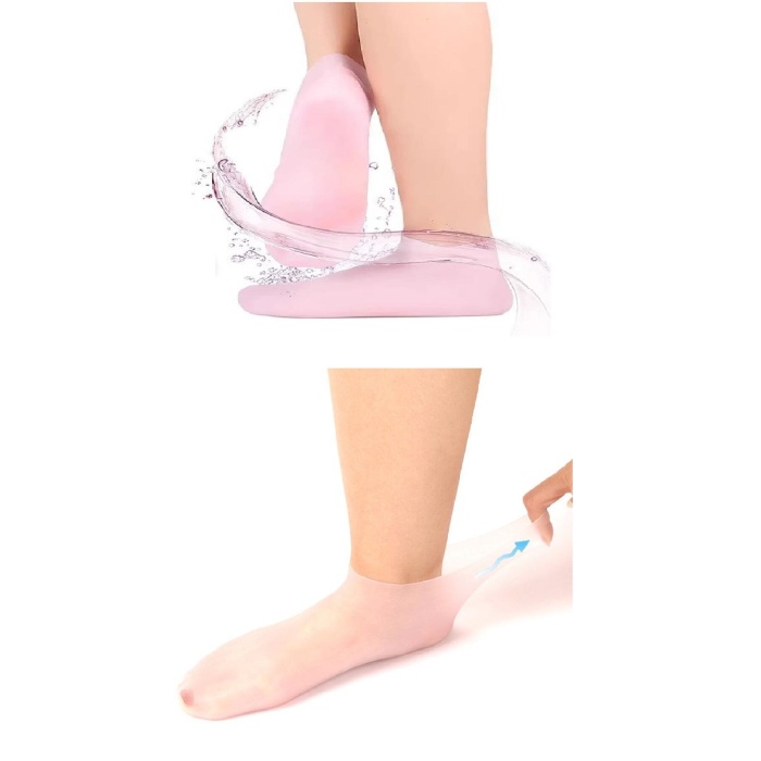 1 çift silikon jel topuk nemlendirici çorap ayak bakımı çatlama koruyucu krem çorabı - Lisinya