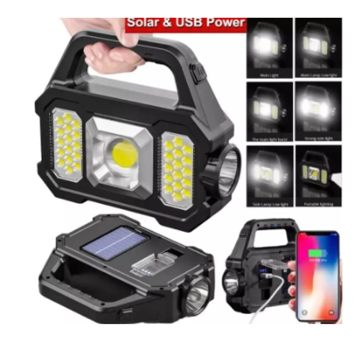 P-880a Solar Powerbanklı Şarjlı Taşınabilir Güçlü Fener - Lisinya