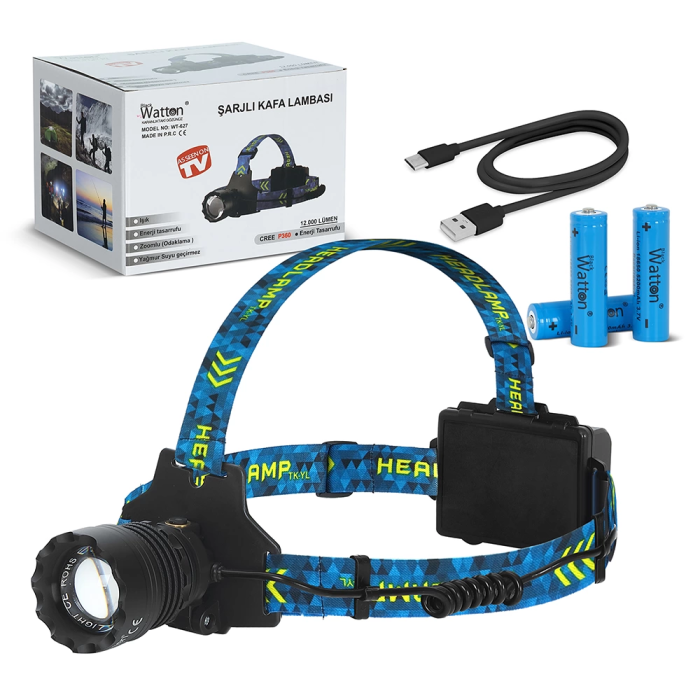 Cree P360 - 12,000 Lümen Şarjlı Kafa Lambası  Wt-627 - Lisinya
