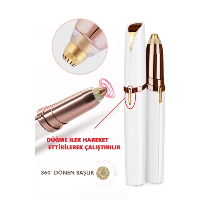 Kalem Tipi Taşınabilir İnce Uçlu Yüz Için Tüy Alıcı Kaş Bıyık Epilasyon Aleti (Pil Dahildir) - Lisinya