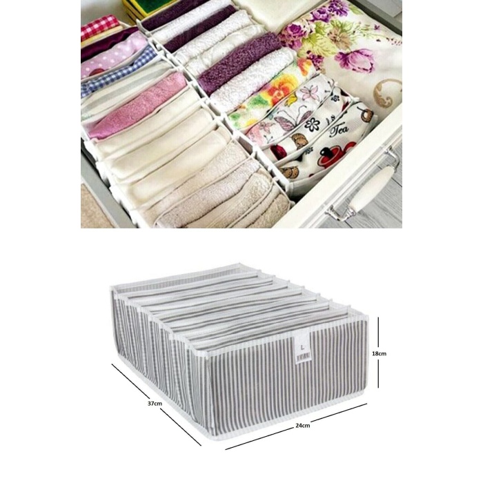 Akordiyon Çekmece  Düzenleyici Organizer 8 Gözlü L Beden Çorap Çamaşır Havlu Düzenleyici - Lisinya