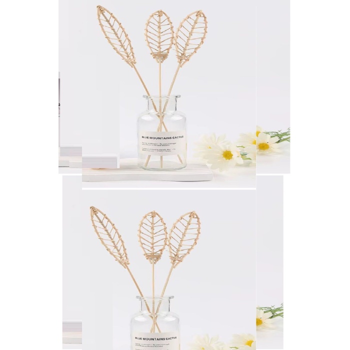 3 Tek Adet 3 Model Aromaterapi Koku Dağıtıcı Rattan Şişe Ahşap Difüzör Çubuk (Spiral-Yaprak-Dalgalı) - Lisinya