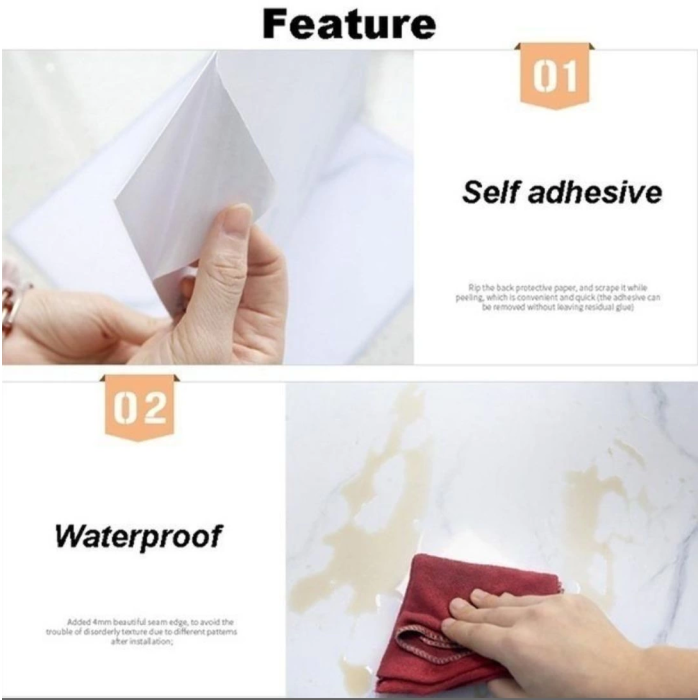 Beyaz Mermer Desenli Alüminyum Plastik Duvar Sticker (30*30) - Lisinya