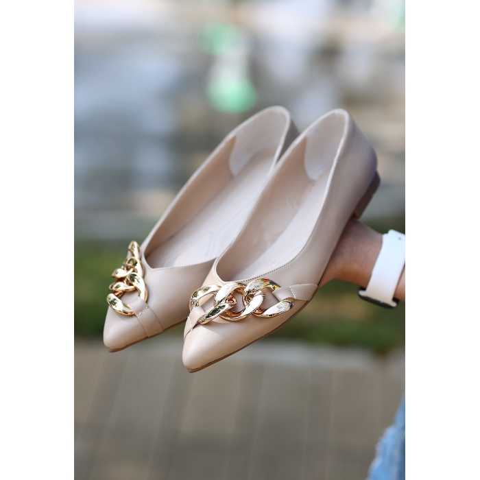 Popi Nude Cilt Zincirli Babet Ayakkabı - Lisinya