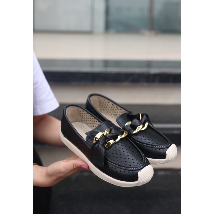 Riwan Siyah Cilt Babet Ayakkabı - Lisinya