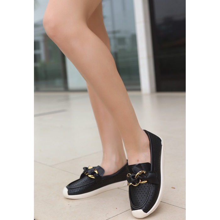 Riwan Siyah Cilt Babet Ayakkabı - Lisinya