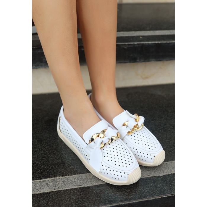 Riwan Beyaz Cilt Babet Ayakkabı - Lisinya