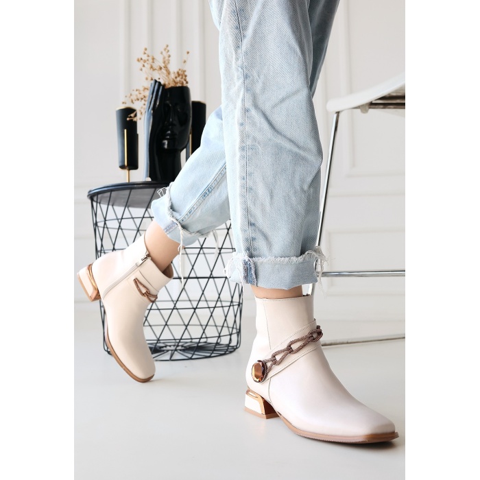 Roxani Bej Cilt Topuklu Bot - Lisinya