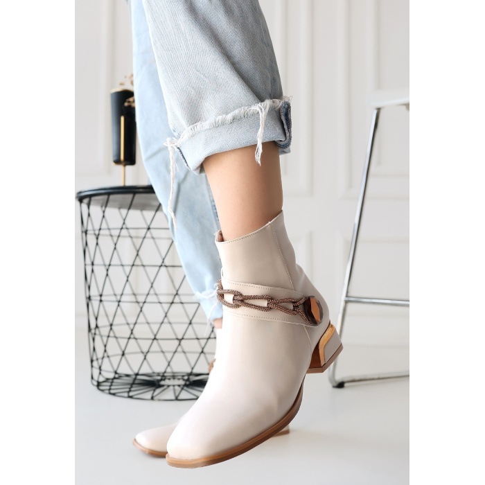 Roxani Bej Cilt Topuklu Bot - Lisinya