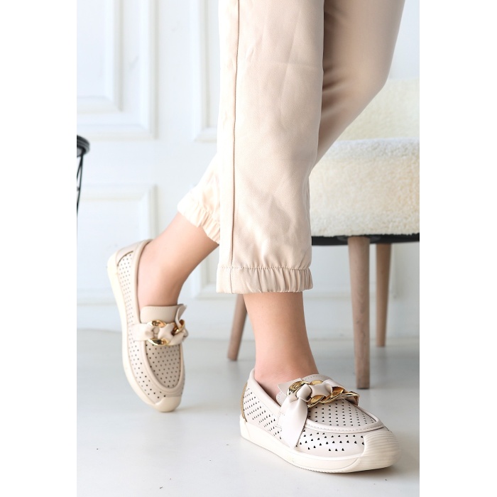 Riwan Bej Cilt Babet Ayakkabı - Lisinya