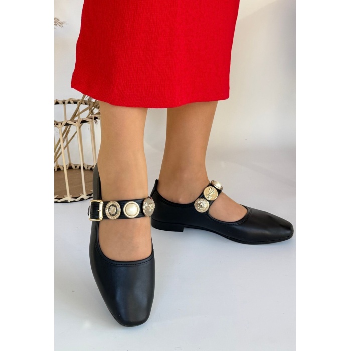 Koope Siyah Cilt Babet Ayakkabı - Lisinya