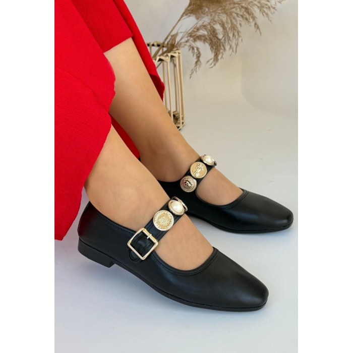 Koope Siyah Cilt Babet Ayakkabı - Lisinya