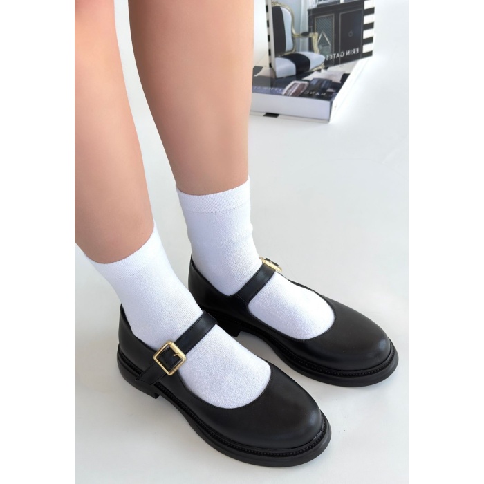 Yokox Siyah Cilt Oxford Ayakkabı - Lisinya