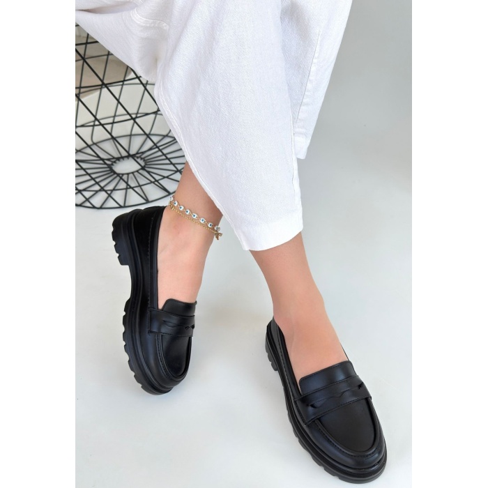 Narli Siyah Cilt Oxford Ayakkabı - Lisinya