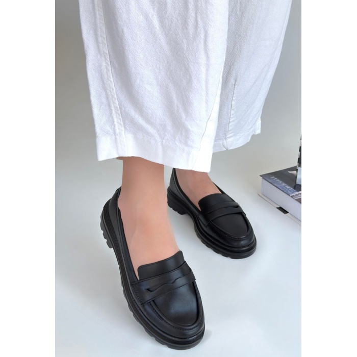 Narli Siyah Cilt Oxford Ayakkabı - Lisinya