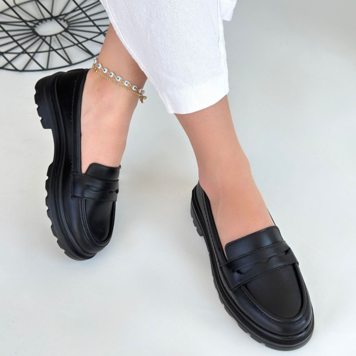 Narli Siyah Cilt Oxford Ayakkabı - Lisinya