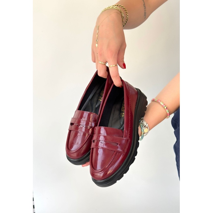 Narli Bordo Rugan Oxford Ayakkabı - Lisinya