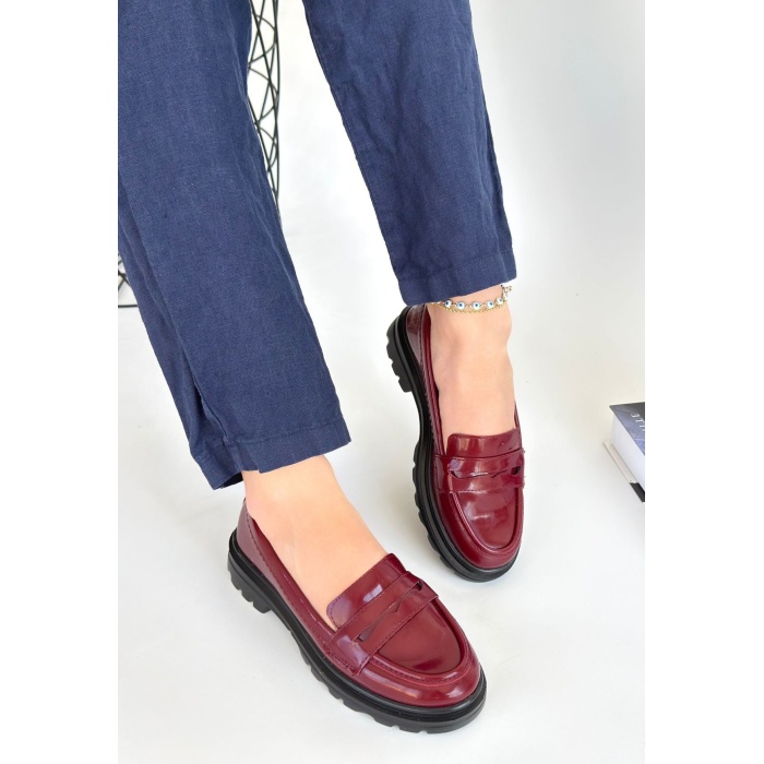 Narli Bordo Rugan Oxford Ayakkabı - Lisinya