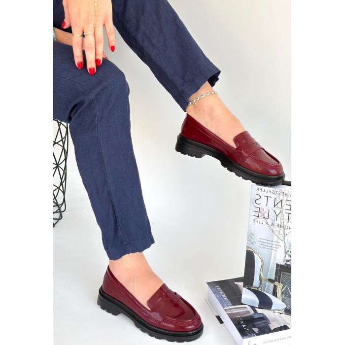 Narli Bordo Rugan Oxford Ayakkabı - Lisinya