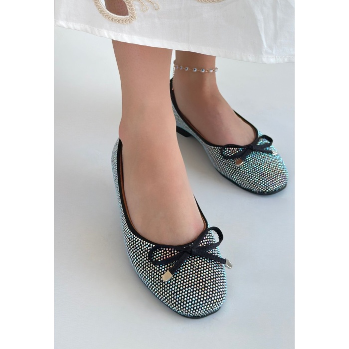 Potte Siyah Saten Babet Ayakkabı - Lisinya