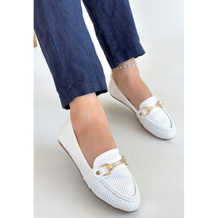 Rain Beyaz Cilt Babet Ayakkabı - Lisinya