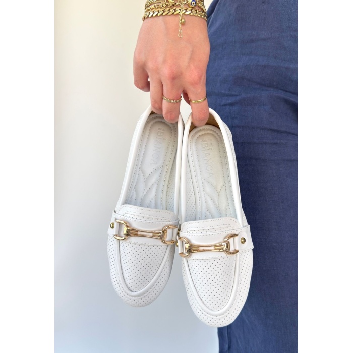 Rain Beyaz Cilt Babet Ayakkabı - Lisinya