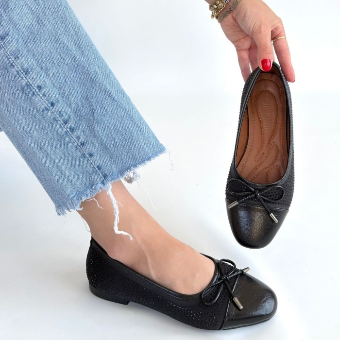 Etya Siyah Cilt Babet Ayakkabı - Lisinya