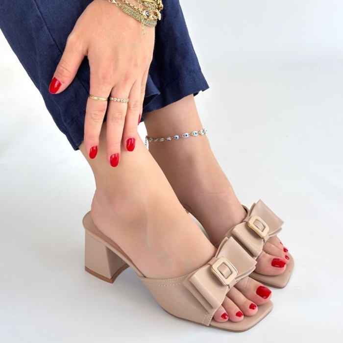 Pier Nude Cilt Topuklu Terlik - Lisinya