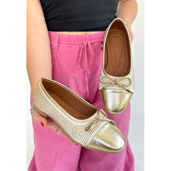 Etya Gold Cilt Babet Ayakkabı - Lisinya