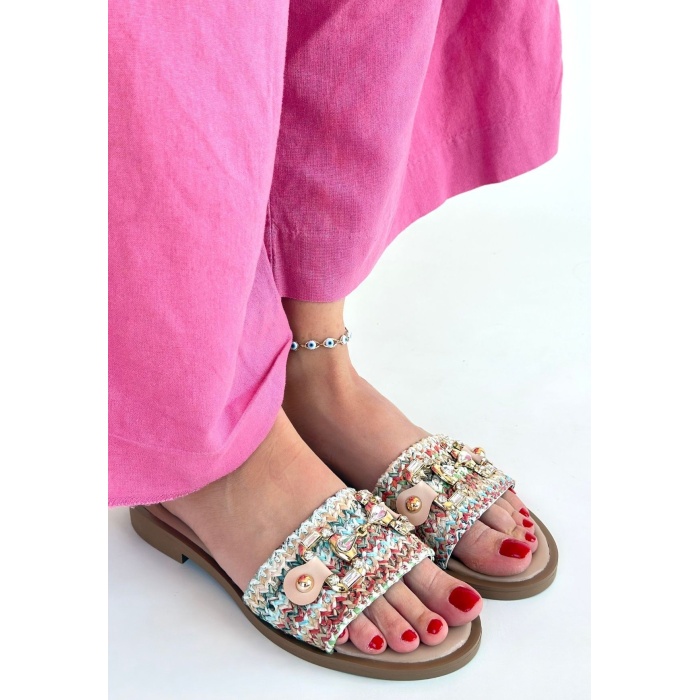 Gonne Renkli Hasır Dokuma Terlik - Lisinya