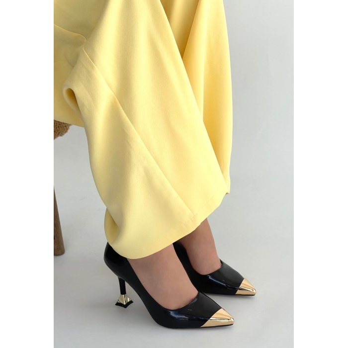 Artem Siyah Rugan Topuklu Ayakkabı - Lisinya