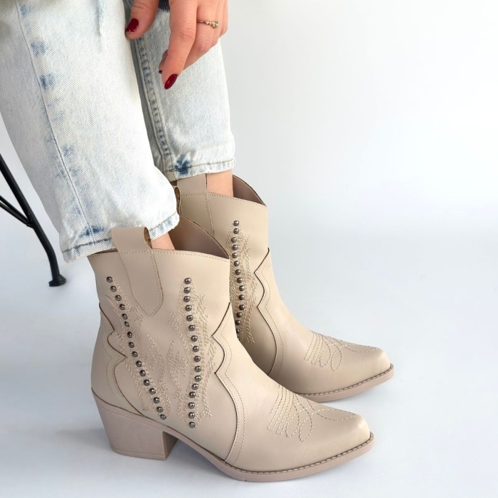 Matin Bej Cilt Topuklu Bot - Lisinya