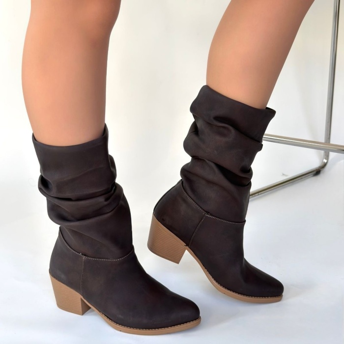 Yior Acı Kahve Nubuk Topuklu Bot - Lisinya