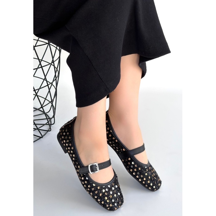 Moden Siyah Süet Babet Ayakkabı - Lisinya